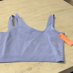 Colsie Sky Blue/lavender cut out asymmetrical bra/crop Top